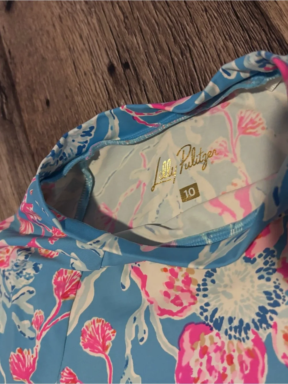 Girls Blue Floral Crop Top SWIM Top - Pink & White Flowers